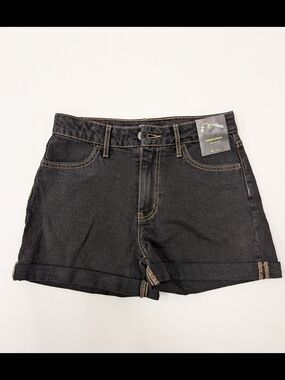 Art Class Girls Black Denim Shorts Size XL 14 Cuffed Hem New With Tags